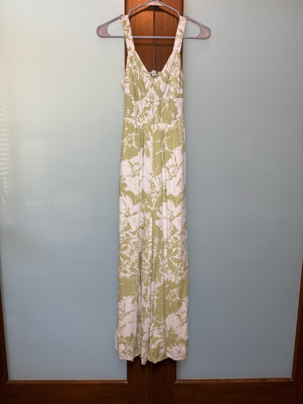 American Eagle Outfitters Light Green and White Floral Romper